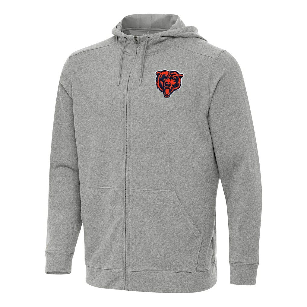 Chicago Bears Antigua Effortless Full-Zip Hoodie - Heather Gray Hoodies