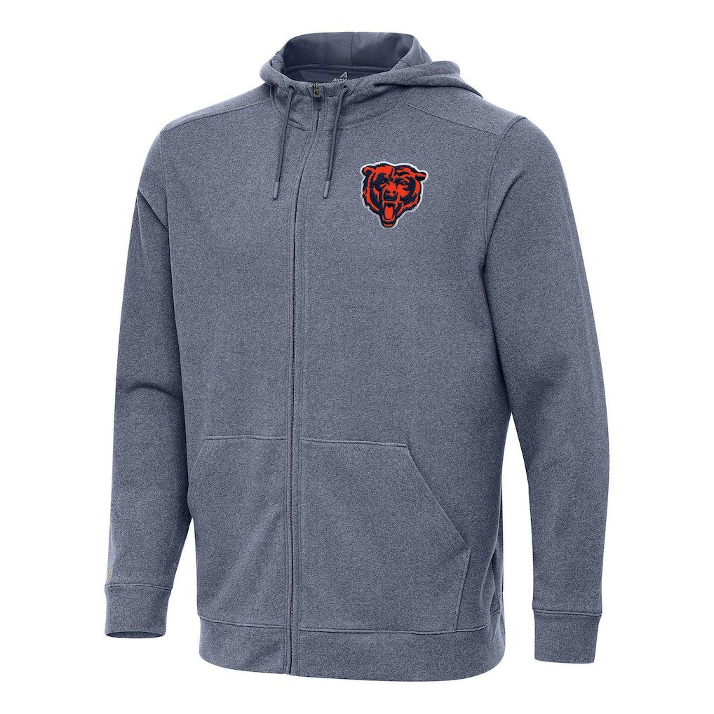 Chicago Bears Antigua Effortless Full-Zip Hoodie - Heather Navy Hoodies