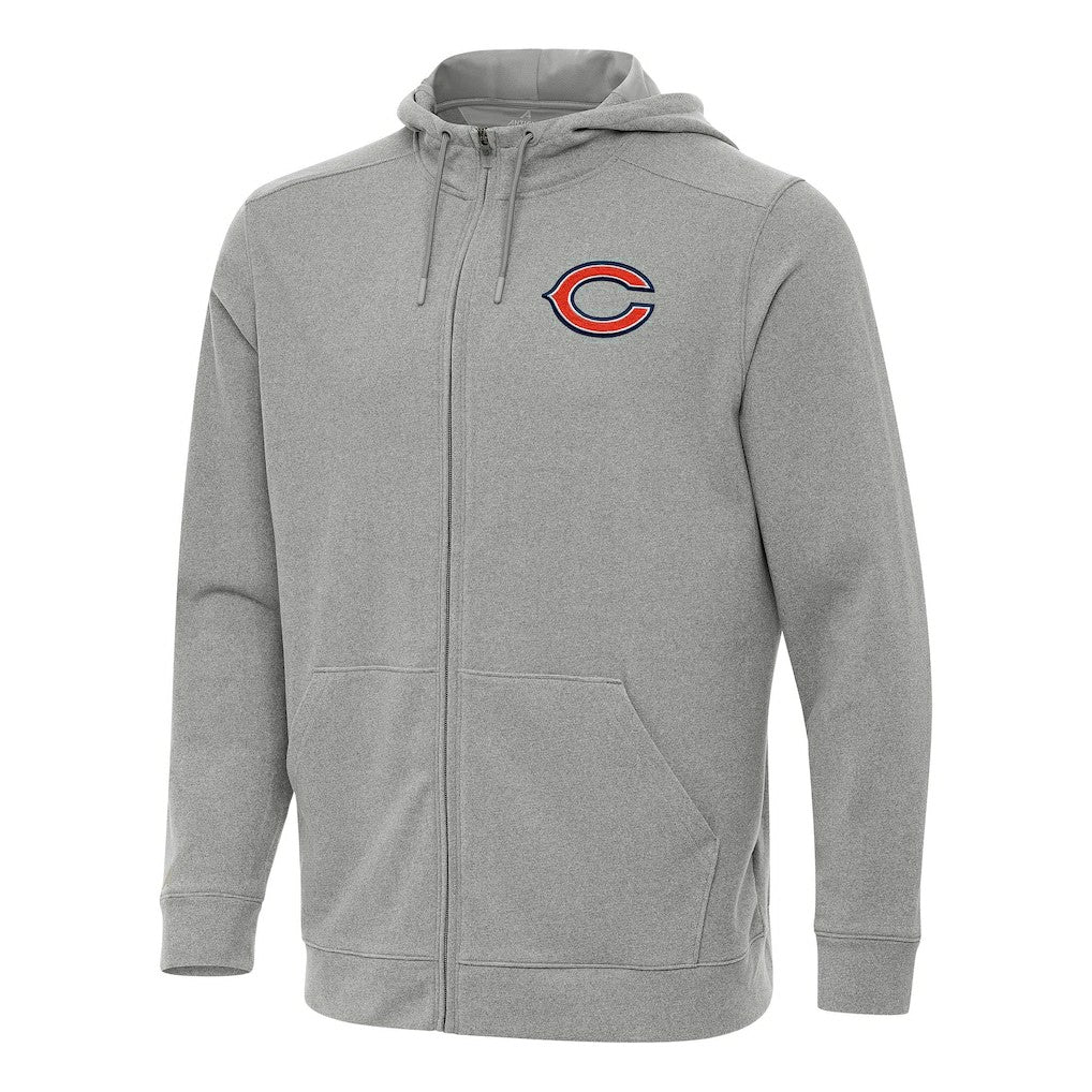 Chicago Bears Antigua Effortless Full-Zip Hoodie - Heather Gray Hoodies