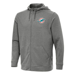 Miami Dolphins Antigua Effortless Full-Zip Hoodie - Heather Black Hoodies