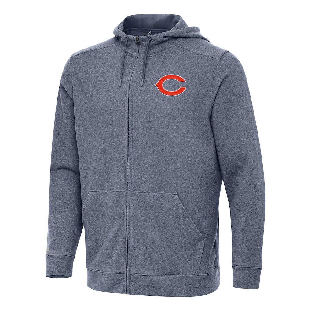 Chicago Bears Antigua Effortless Full-Zip Hoodie - Heather Navy Hoodies