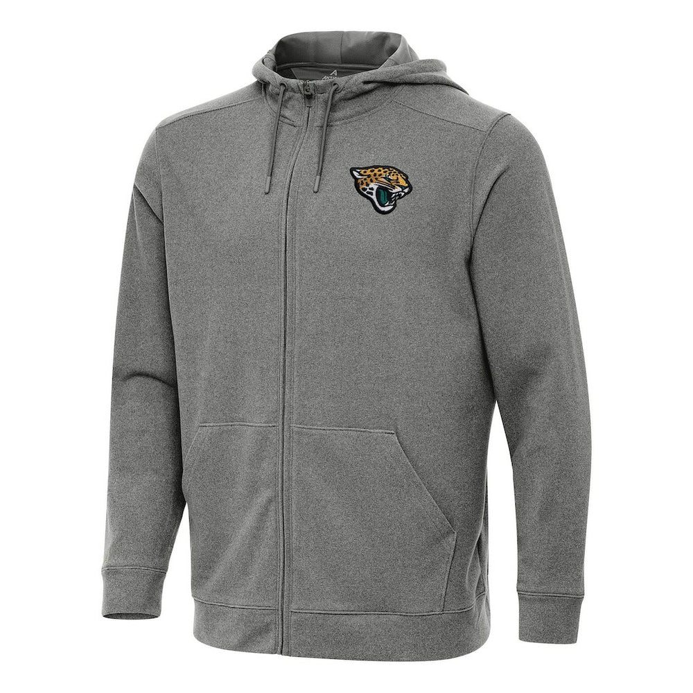 Jacksonville Jaguars Antigua Effortless Full-Zip Hoodie - Heather Black Hoodies