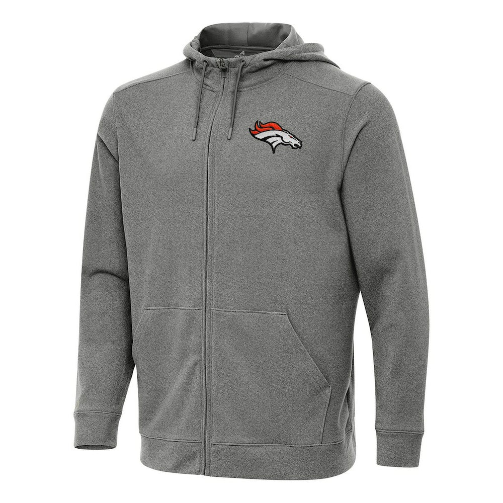 Denver Broncos Antigua Effortless Full-Zip Hoodie - Heather Black Hoodies