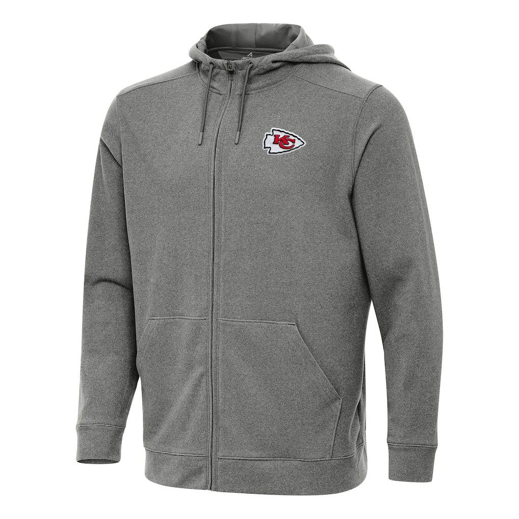 Kansas City Chiefs Antigua Effortless Full-Zip Hoodie - Heather Black Hoodies