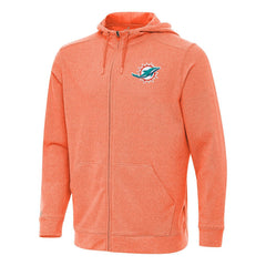 Miami Dolphins Antigua Effortless Full-Zip Hoodie - Heather Orange Hoodies