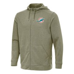 Miami Dolphins Antigua Effortless Full-Zip Hoodie - Olive Hoodies