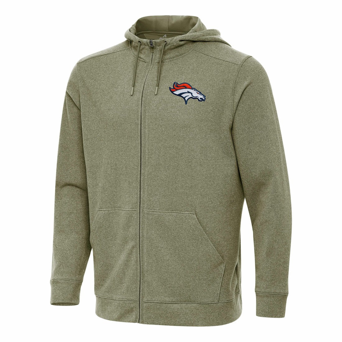 Denver Broncos Antigua Effortless Full-Zip Hoodie - Olive Hoodies