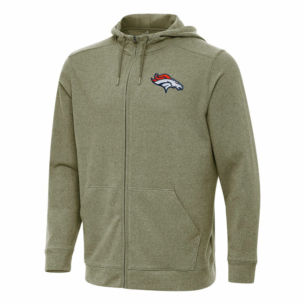 Denver Broncos Antigua Effortless Full-Zip Hoodie - Olive Hoodies