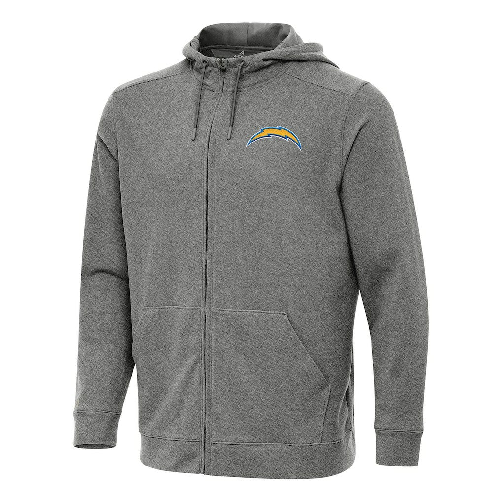 Los Angeles Chargers Antigua Effortless Full-Zip Hoodie - Heather Black Hoodies