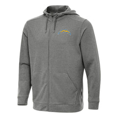Los Angeles Chargers Antigua Effortless Full-Zip Hoodie - Heather Black Hoodies
