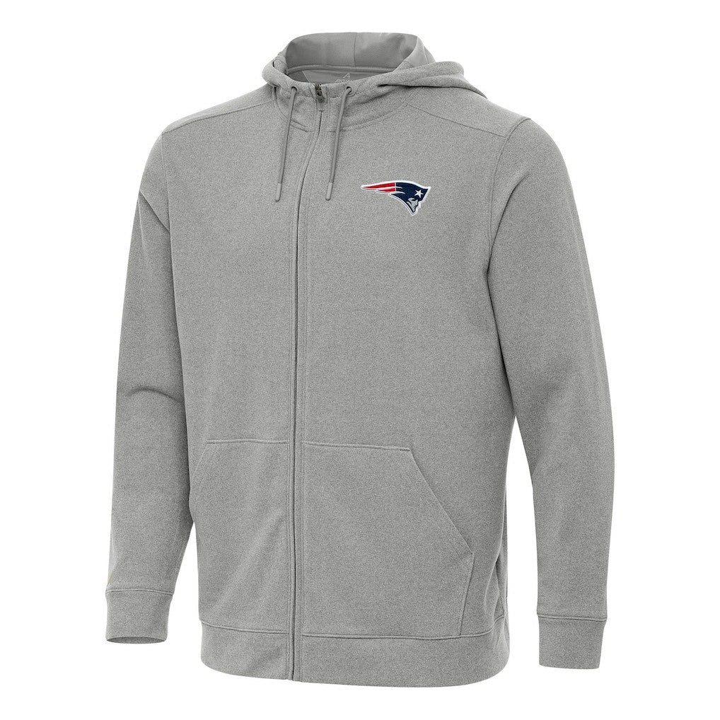 New England Patriots Antigua Effortless Full-Zip Hoodie - Heather Gray Hoodies