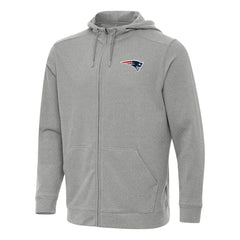 New England Patriots Antigua Effortless Full-Zip Hoodie - Heather Gray Hoodies