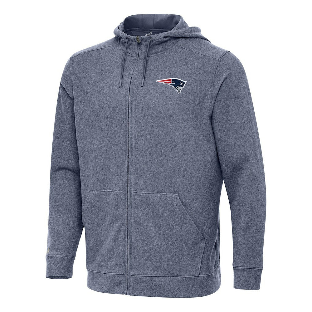 New England Patriots Antigua Effortless Full-Zip Hoodie - Heather Navy Hoodies