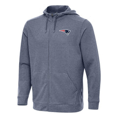 New England Patriots Antigua Effortless Full-Zip Hoodie - Heather Navy Hoodies