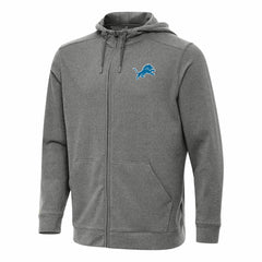 Detroit Lions Antigua Effortless Full-Zip Hoodie - Heather Black Hoodies