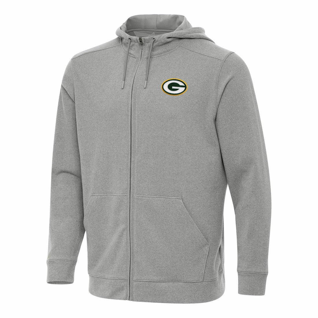 Green Bay Packers Antigua Effortless Full-Zip Hoodie - Heather Gray Hoodies
