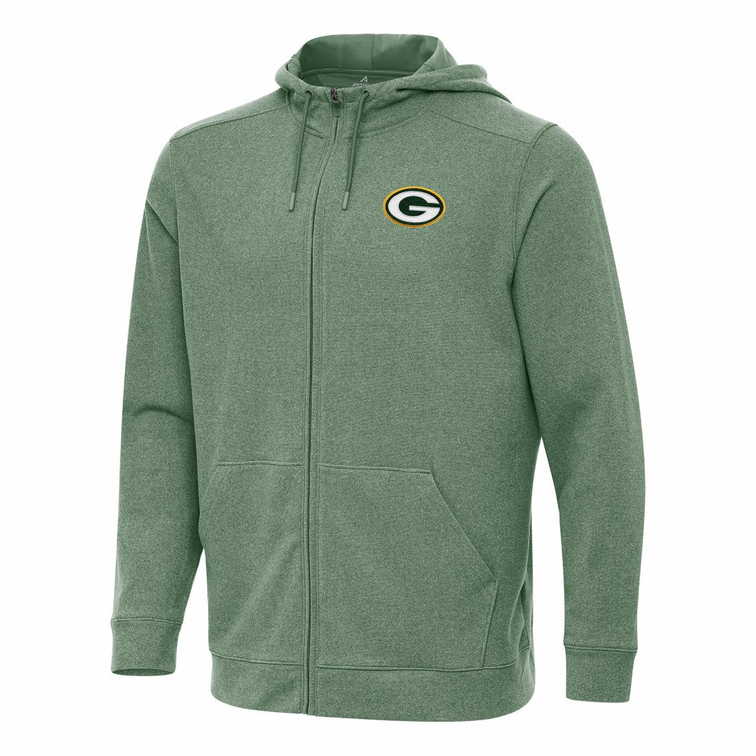 Green Bay Packers Antigua Effortless Full-Zip Hoodie - Heather Green Hoodies