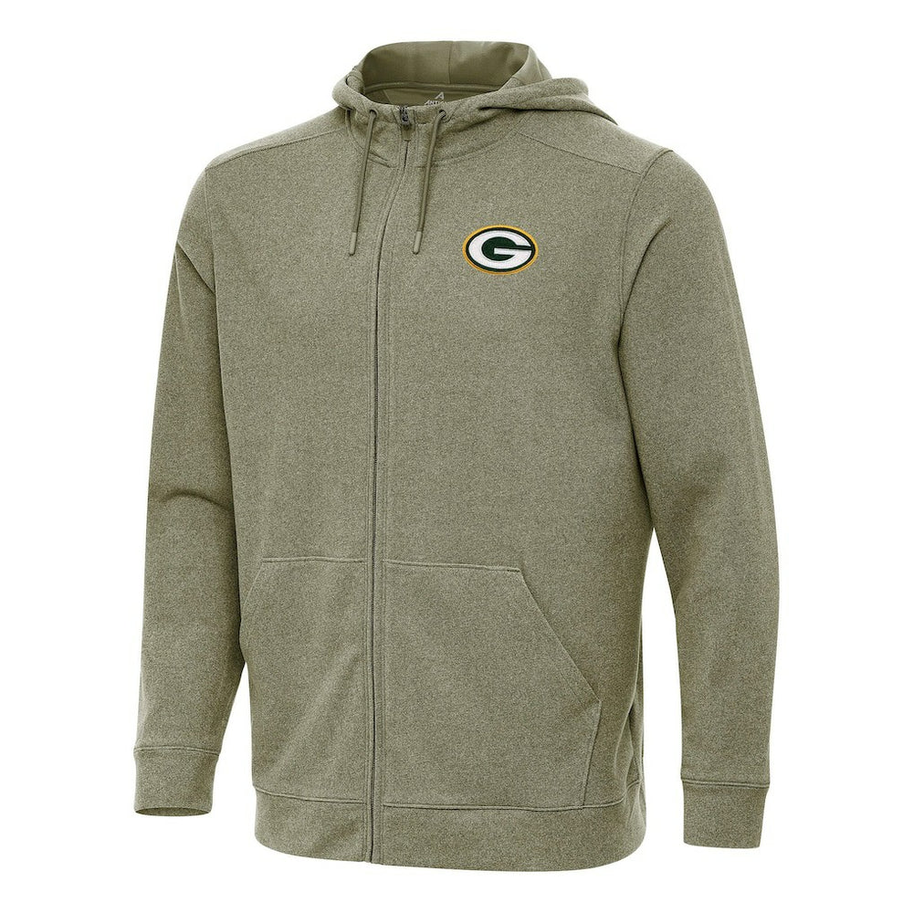 Green Bay Packers Antigua Effortless Full-Zip Hoodie - Olive Hoodies
