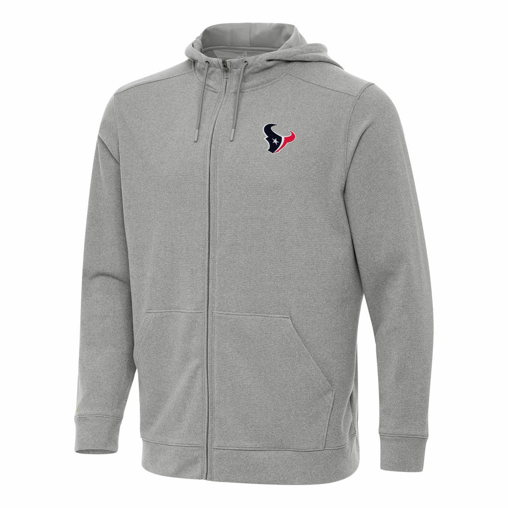 Houston Texans Antigua Effortless Full-Zip Hoodie - Heather Gray Hoodies