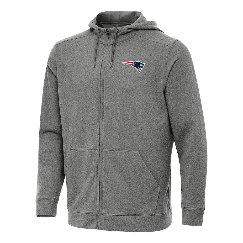 New England Patriots Antigua Effortless Full-Zip Hoodie - Heather Black Hoodies