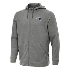 New England Patriots Antigua Effortless Full-Zip Hoodie - Heather Black Hoodies
