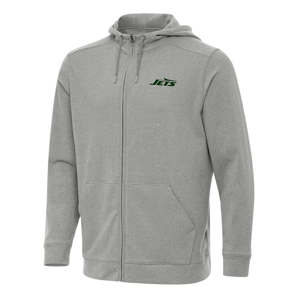 New York Jets Antigua Effortless Full-Zip Hoodie - Heather Gray Hoodies