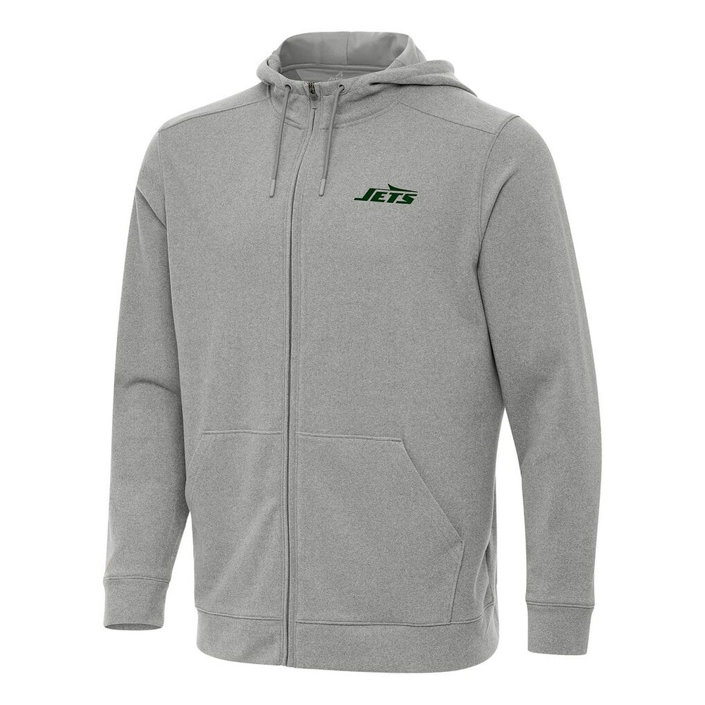 New York Jets Antigua Effortless Full-Zip Hoodie - Heather Gray Hoodies