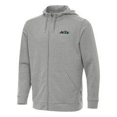 New York Jets Antigua Effortless Full-Zip Hoodie - Heather Gray Hoodies