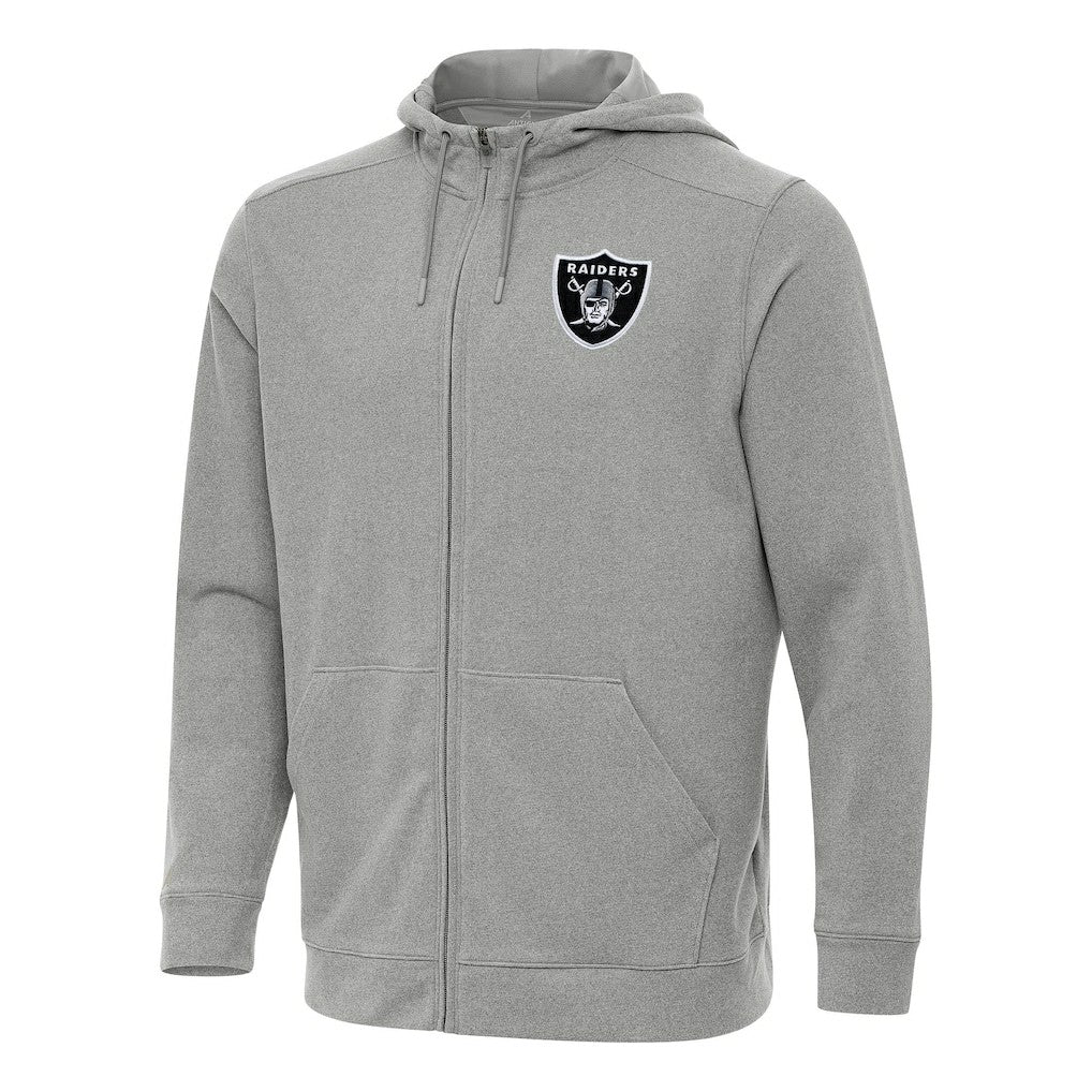 Las Vegas Raiders Antigua Effortless Full-Zip Hoodie - Heather Gray Hoodies