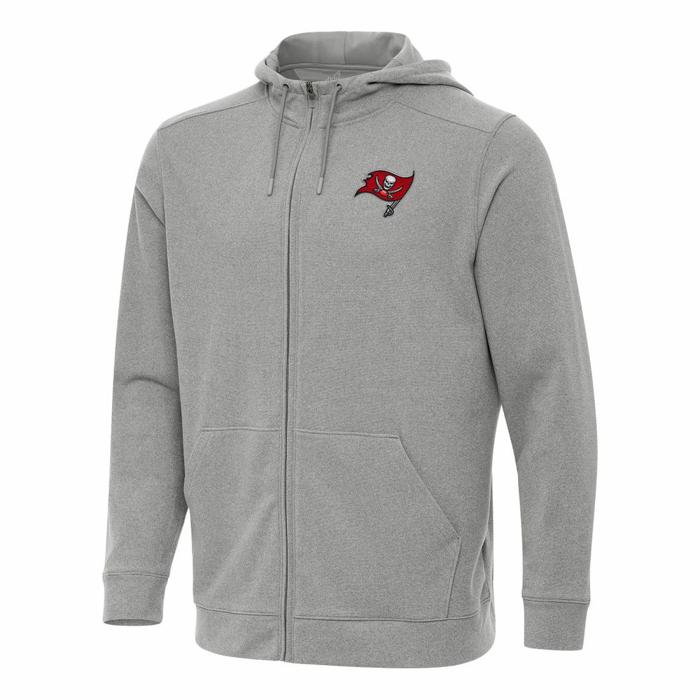 Tampa Bay Buccaneers Antigua Effortless Full-Zip Hoodie - Heather Gray Hoodies