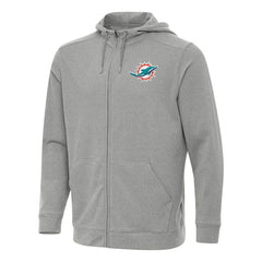 Miami Dolphins Antigua Effortless Full-Zip Hoodie - Heather Gray Hoodies