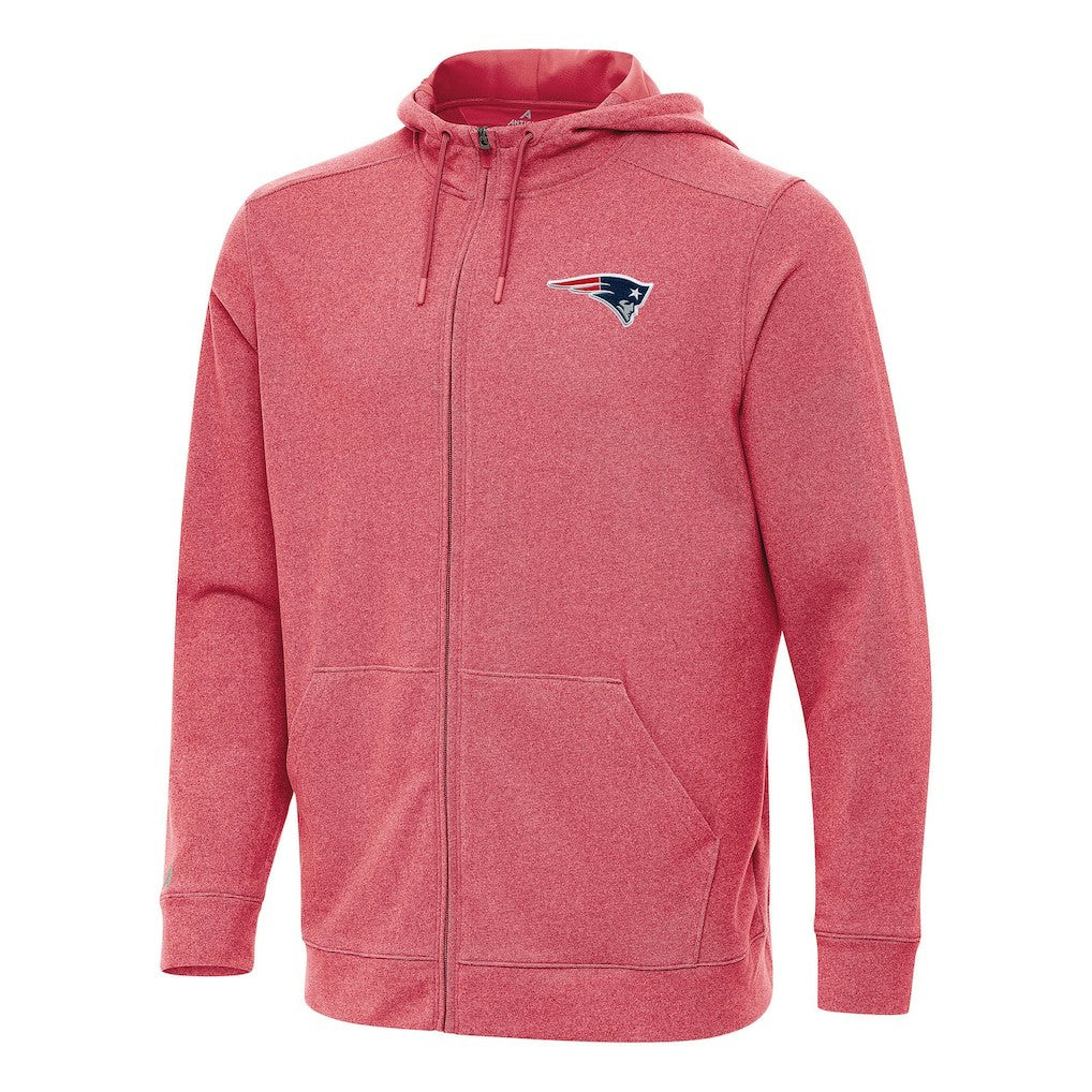 New England Patriots Antigua Effortless Full-Zip Hoodie - Heather Red Hoodies