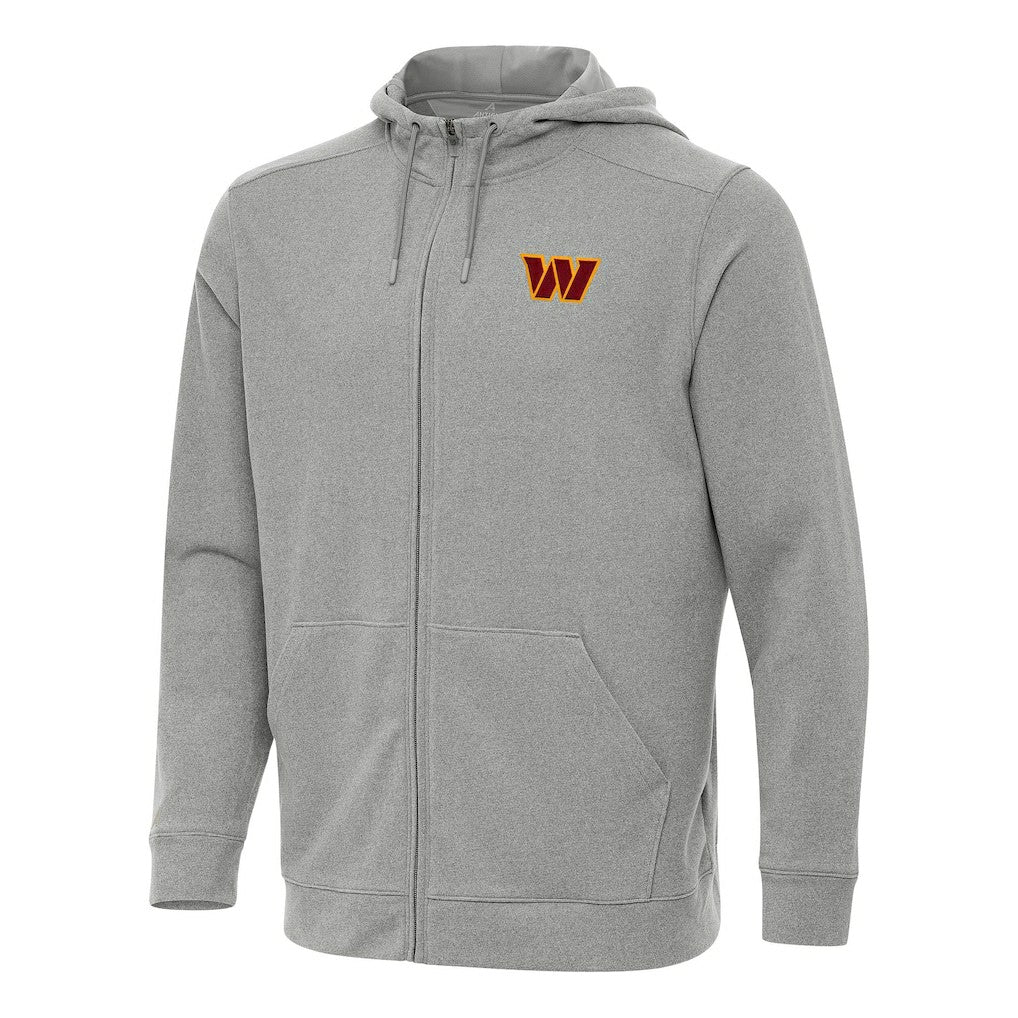 Washington Commanders Antigua Effortless Full-Zip Hoodie - Heather Gray Hoodies