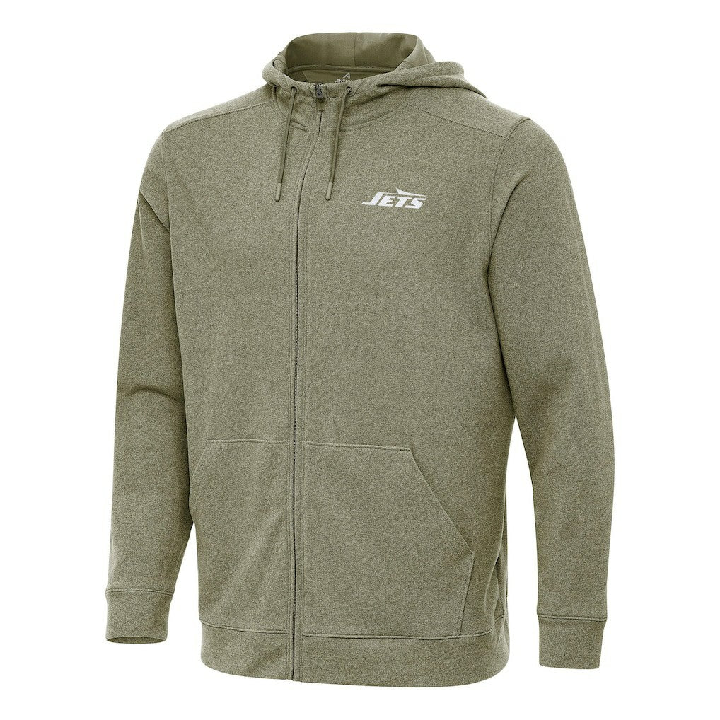 New York Jets Antigua Effortless Full-Zip Hoodie - Olive Hoodies