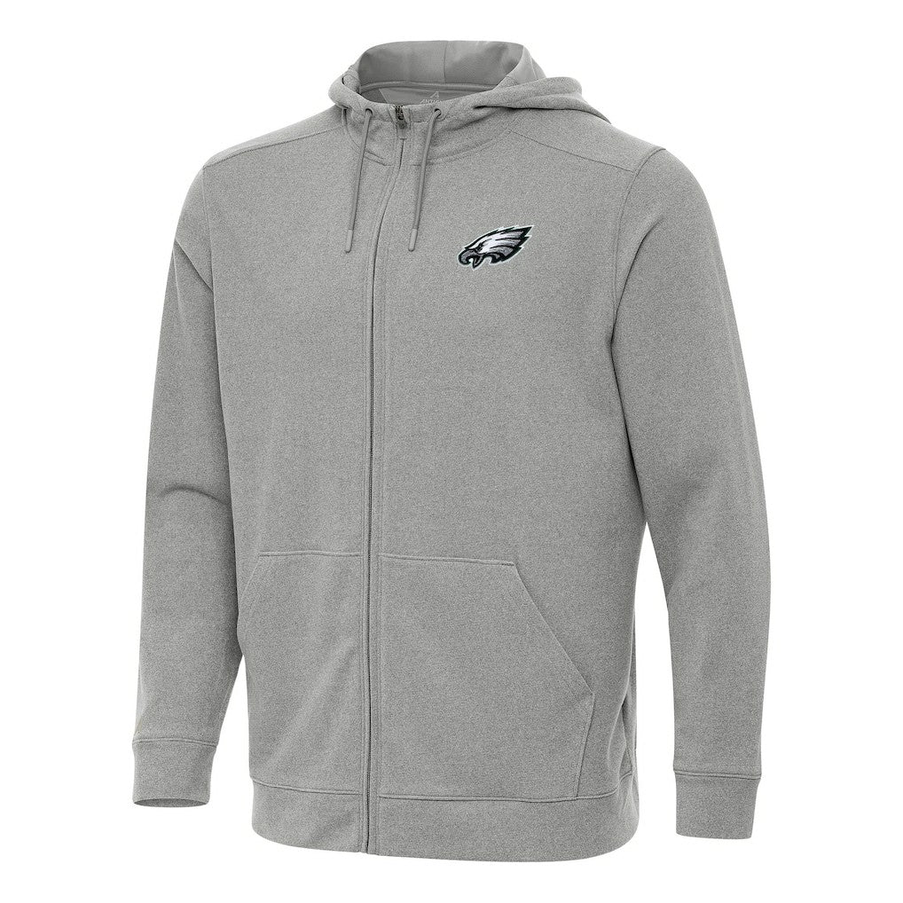 Philadelphia Eagles Antigua Effortless Full-Zip Hoodie - Heather Gray Hoodies