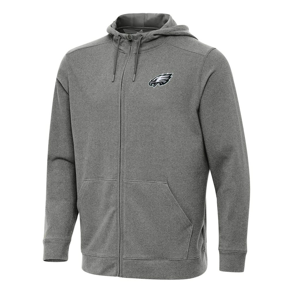 Philadelphia Eagles Antigua Effortless Full-Zip Hoodie - Heather Black Hoodies