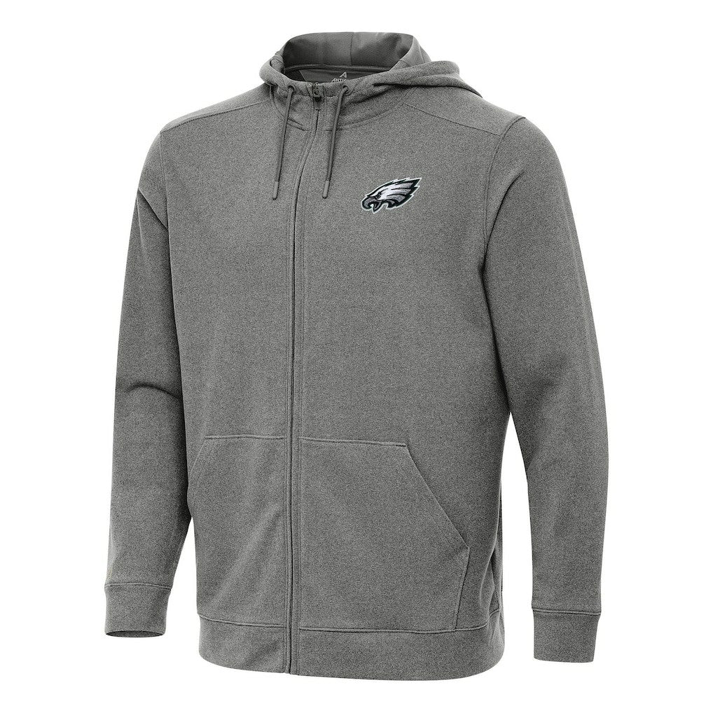 Philadelphia Eagles Antigua Effortless Full-Zip Hoodie - Heather Black Hoodies