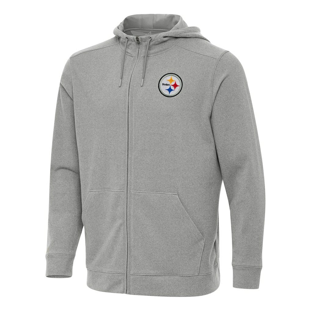 Pittsburgh Steelers Antigua Effortless Full-Zip Hoodie - Heather Gray Hoodies