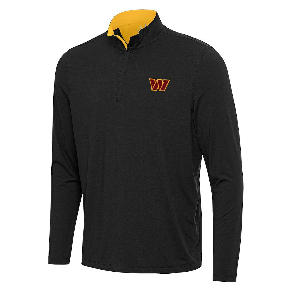 Washington Commanders Antigua Content Quarter-Zip Pullover Top - Black/Gold Pullover