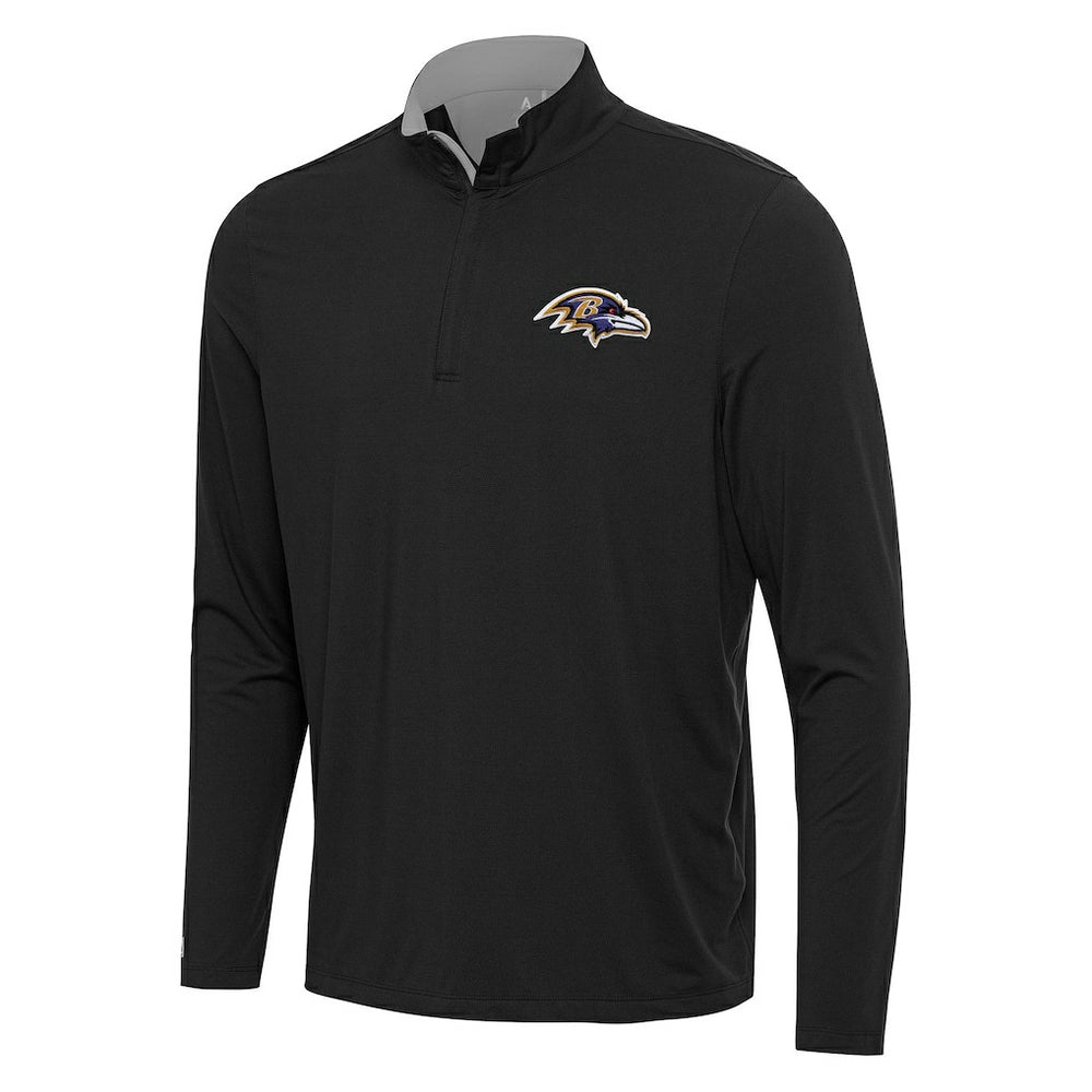 Baltimore Ravens Antigua Content Quarter-Zip Pullover Top - Black/Gray Pullover