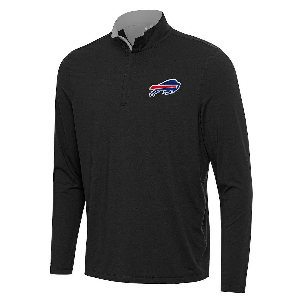 Buffalo Bills Antigua Content Quarter-Zip Pullover Top - Black/Gray Pullover