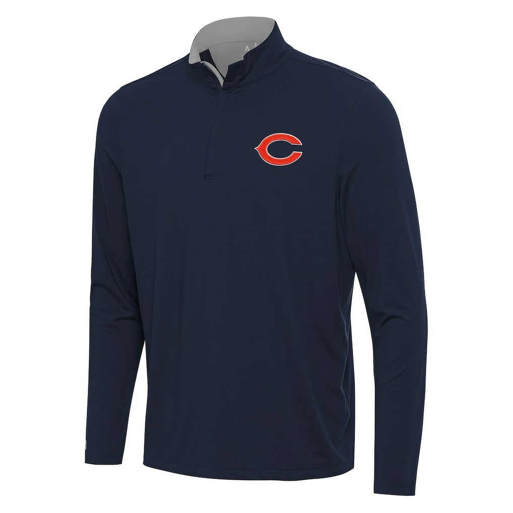 Chicago Bears Antigua Content Quarter-Zip Pullover Top - Navy/Gray Pullover