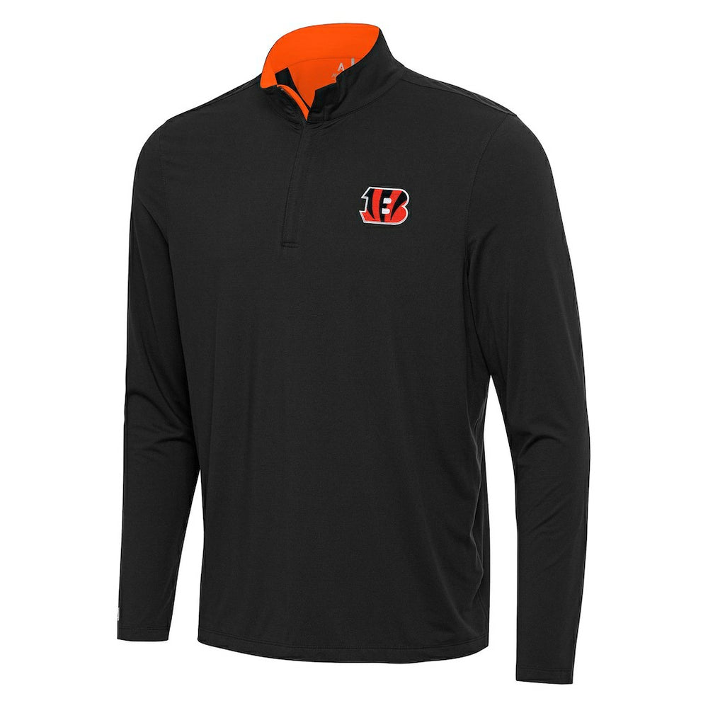 Cincinnati Bengals Antigua Content Quarter-Zip Pullover Top - Black/Orange Pullover