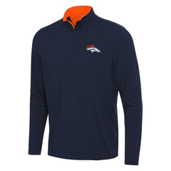 Denver Broncos Antigua Content Quarter-Zip Pullover Top - Navy/Orange Pullover