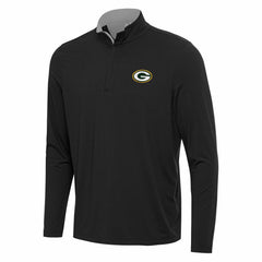 Green Bay Packers Antigua Content Quarter-Zip Pullover Top - Black/Gray Pullover