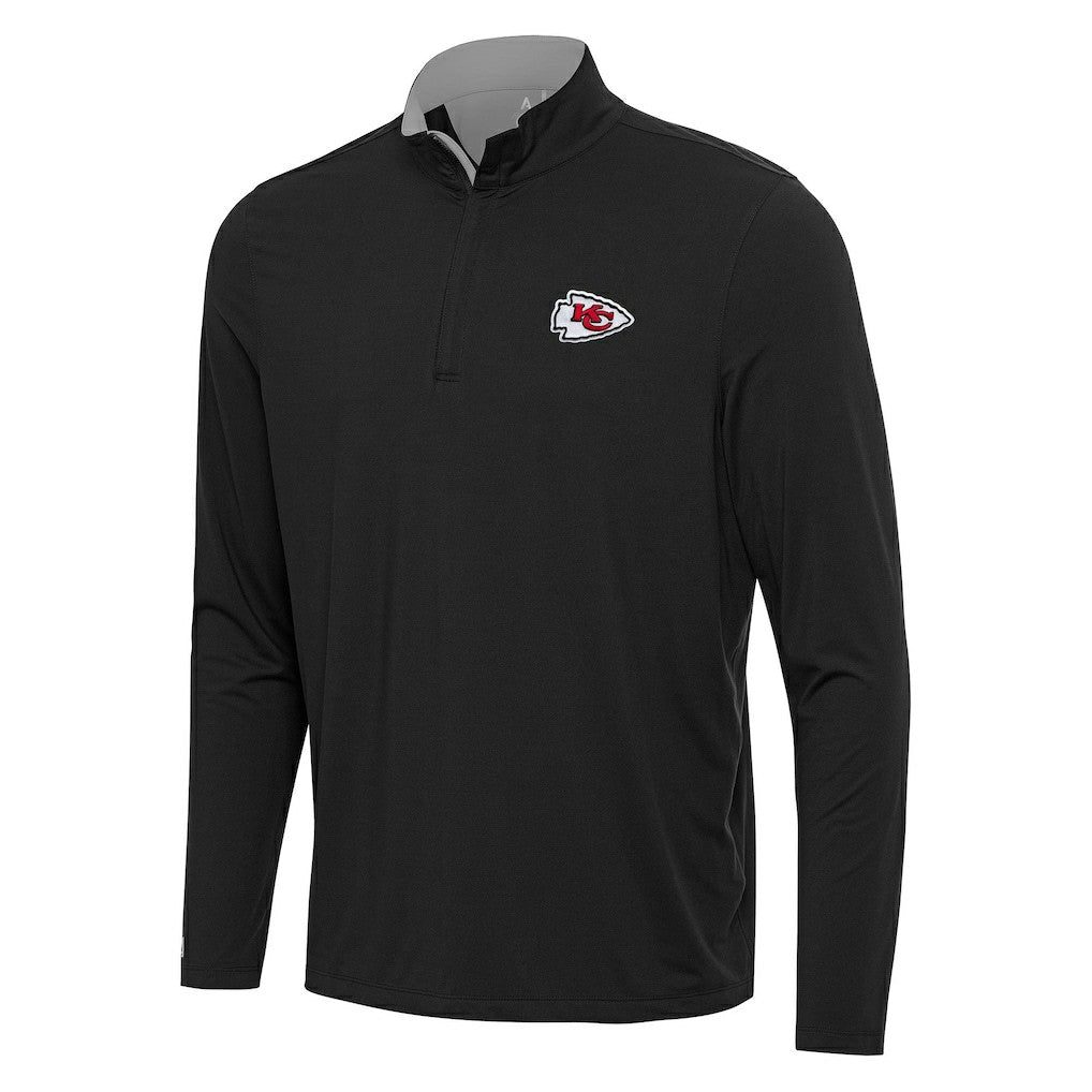 Kansas City Chiefs Antigua Content Quarter-Zip Pullover Top - Black/Gray Pullover