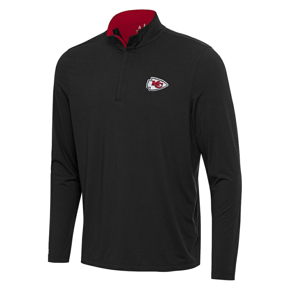 Kansas City Chiefs Antigua Content Quarter-Zip Pullover Top - Black/Red Pullover