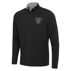 Las Vegas Raiders Antigua Content Quarter-Zip Pullover Top - Black/Gray Pullover