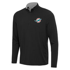Miami Dolphins Antigua Content Quarter-Zip Pullover Top - Black/Gray Pullover