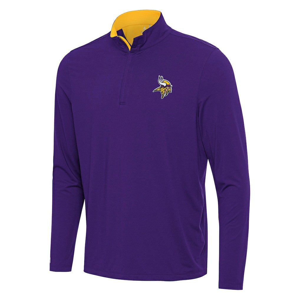 Minnesota Vikings Antigua Content Quarter-Zip Pullover Top - Purple/Gold Pullover